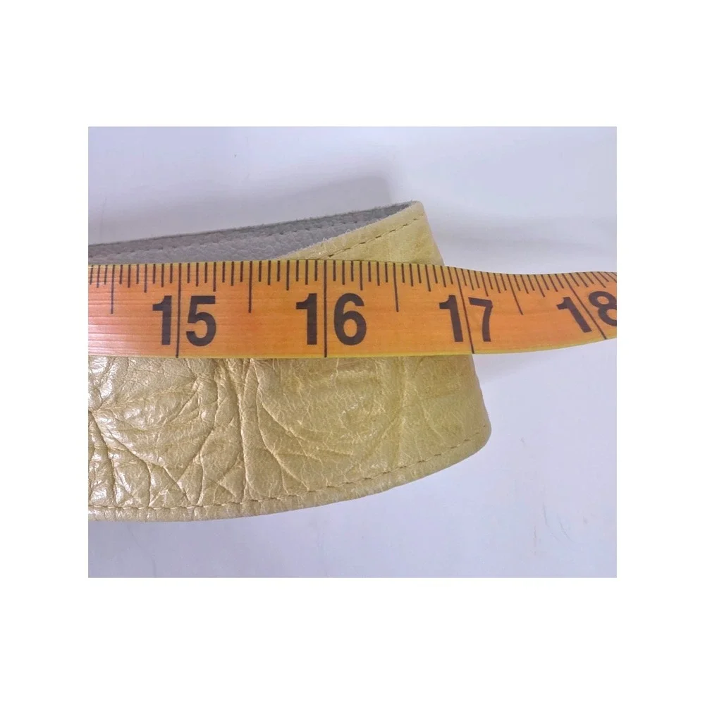 VTG 80s Retro Paris Yellow Croc Embossed Leather Belt Adj Buckle 34